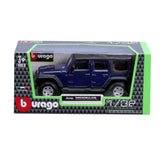 Macheta Masinuta Bburago scara 1:32 Jeep Wrangler Albastru, BB43100-43012